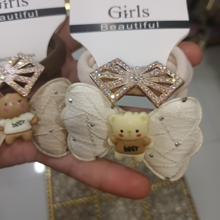 کش مجلسی عروسکی دخترانه بچه گانه طرحدار مطابق تصویر رنگ قهوه ای