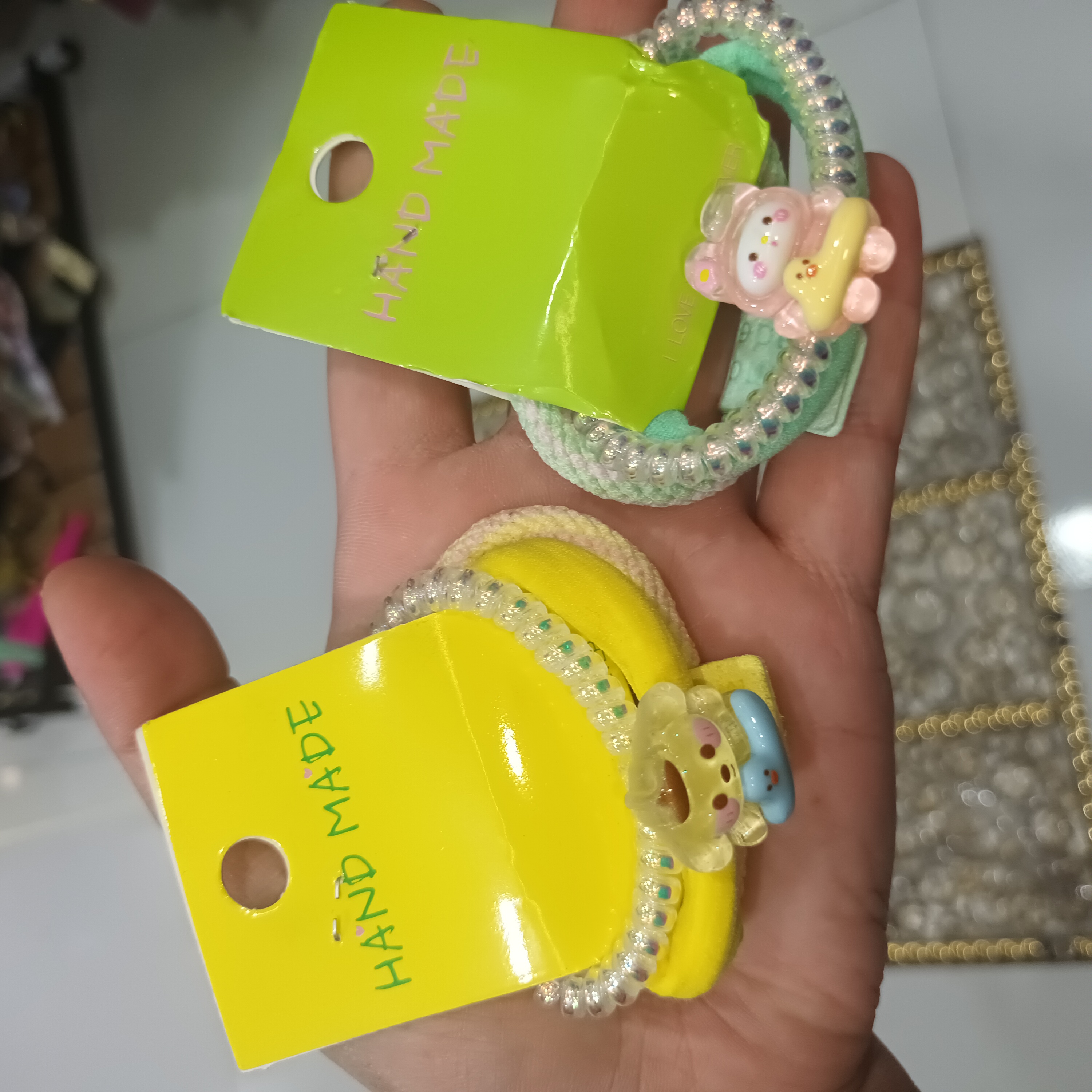 کش مو ۳عدد،کش مو عروسکی مجلسی دخترانه بچه گانه وارداتی رنگ سبز