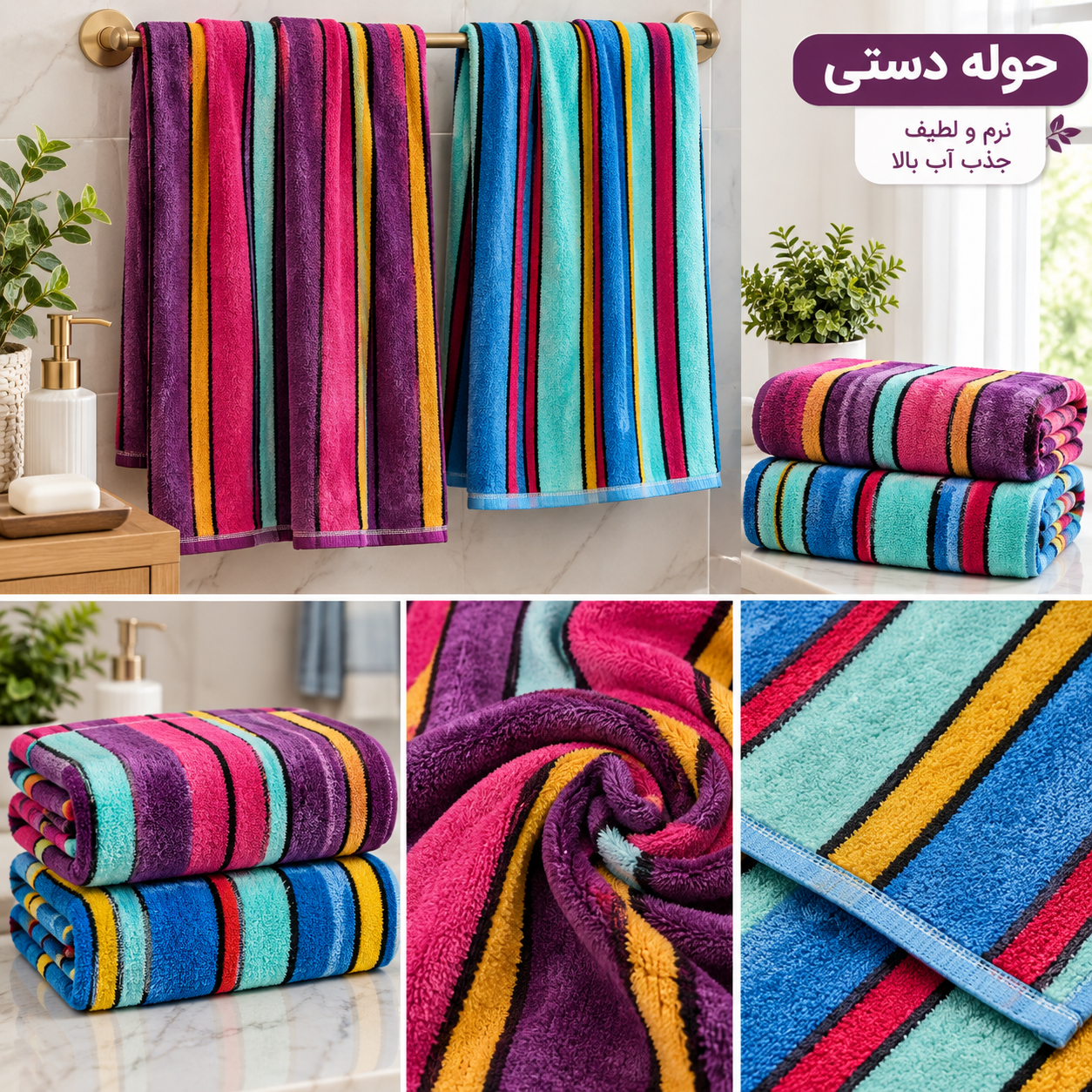 حوله دستی تبریز مخملی جنس اعلا وباکیفیت عرض۴۰طول۷۵